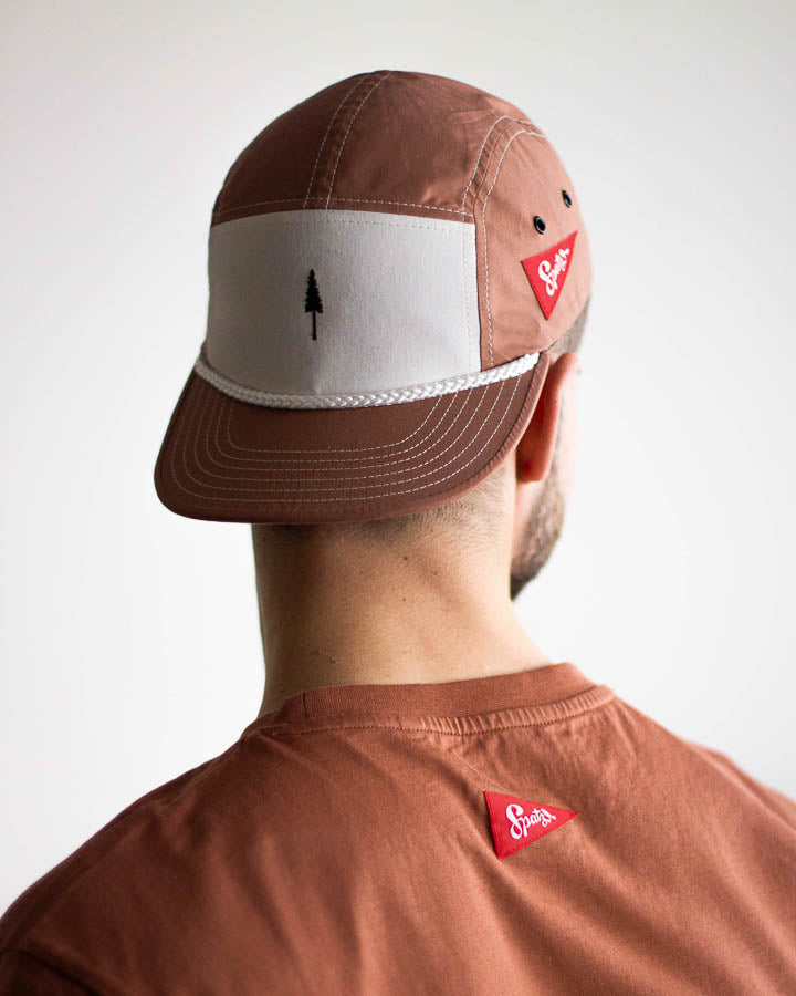 Casquette TreeCap 5 panneaux, motif moineau, marron fauve