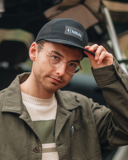 TreeCap 7Panel Trucker Black