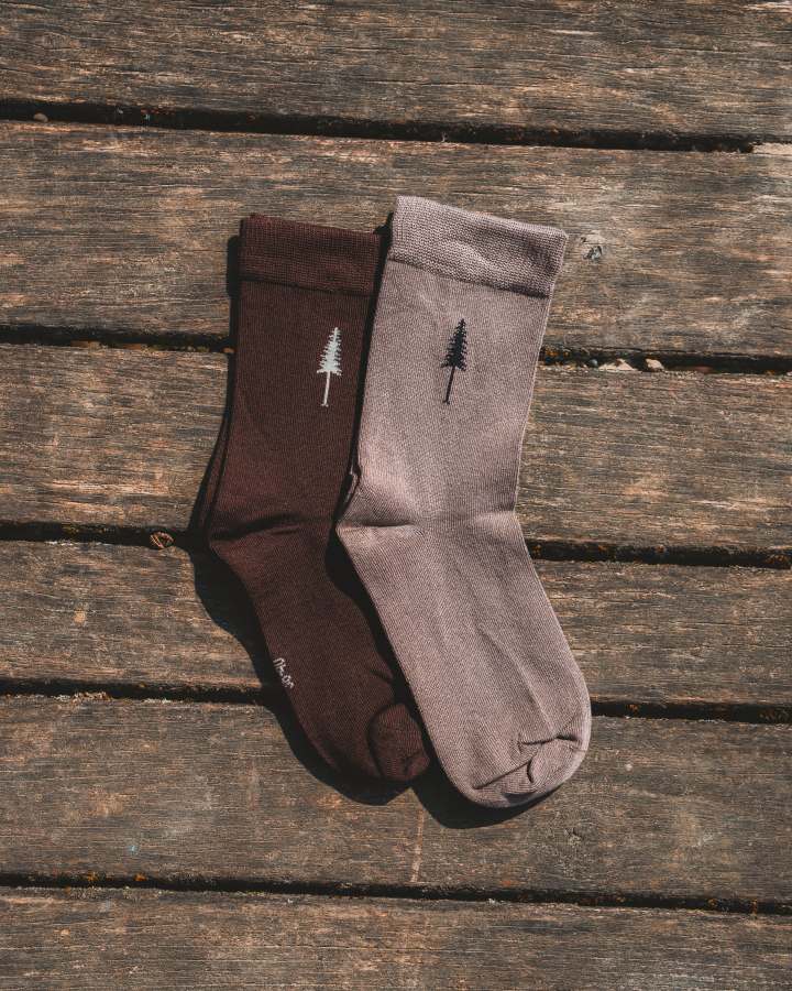 TreeSocks Standard Single Bundle Cendre Taupe-Chêne foncé