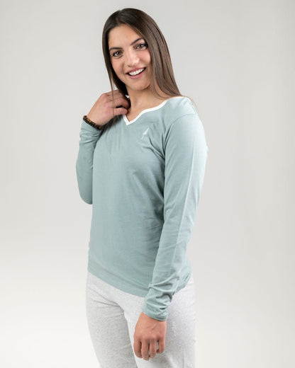 TreeJama T-shirt à manches longues Femmes - Turquoise - PYJAMA - NIKIN