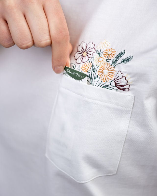 TreeShirt Pocket Flowers - White - TSHIRT - NIKIN