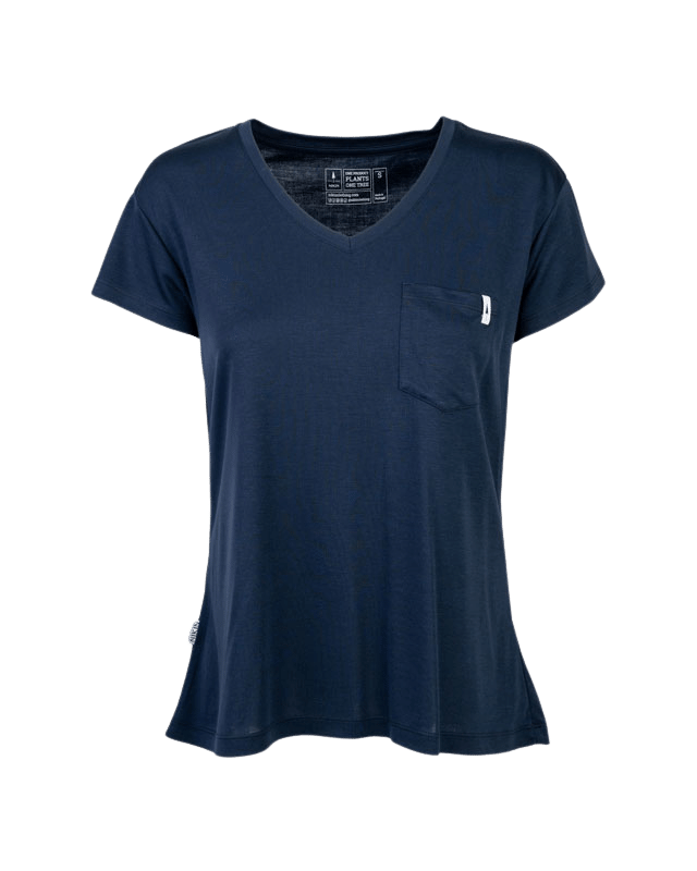 TreeShirt Pocket V-Neck Women Dark Navy - Dark Navy - TSHIRT - NIKIN