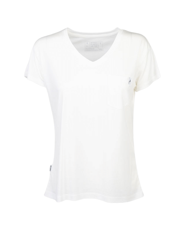 TreeShirt Pocket V-Neck Femme Blanc - White - TSHIRT - NIKIN