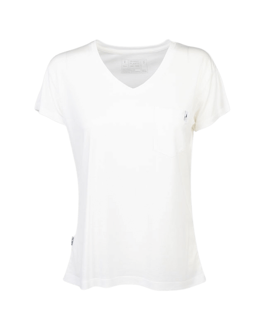 TreeShirt Pocket V-Neck Women White - White - TSHIRT - NIKIN