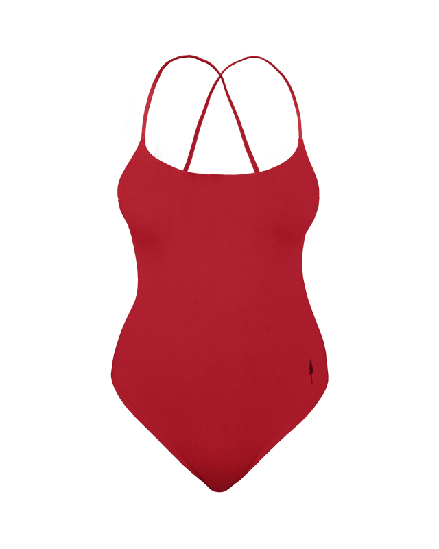 TreeSuit Swim Laceup Femmes - Bloodstone Red - SWIMWEAR - NIKIN