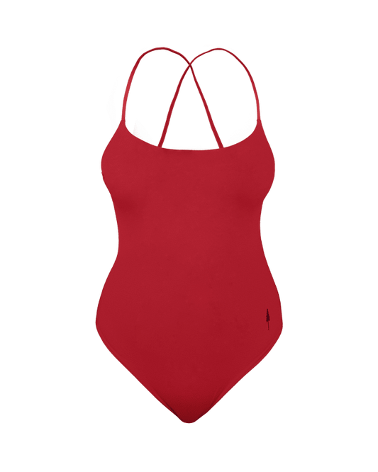 TreeSuit Swim Laceup Femmes - Bloodstone Red - SWIMWEAR - NIKIN
