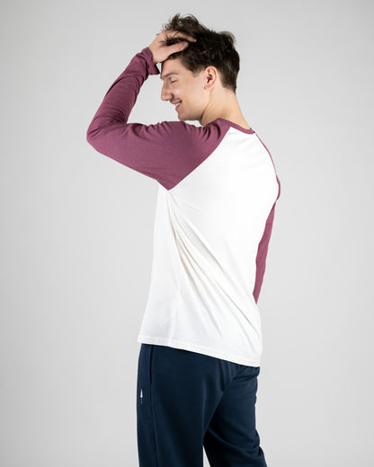 Bordeaux Mel-White | Longsleeve Raglan Unisex - Longsleeve - NIKIN